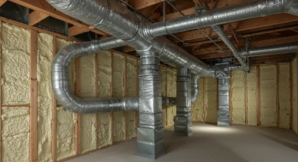 Basement HVAC System with Spray Foam Insulation Basement HVAC System with Spray Foam Insulation